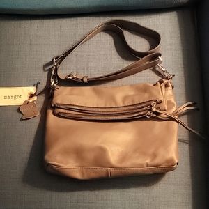 Margot gray leather messenger hobo bag